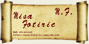 Miša Fotirić vizit kartica